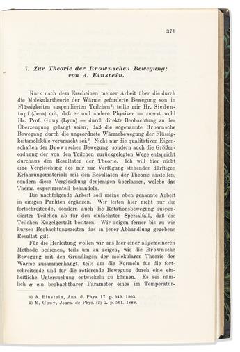 Einstein, Albert (1879-1955) et alia. Annalen der Physik, 1906.